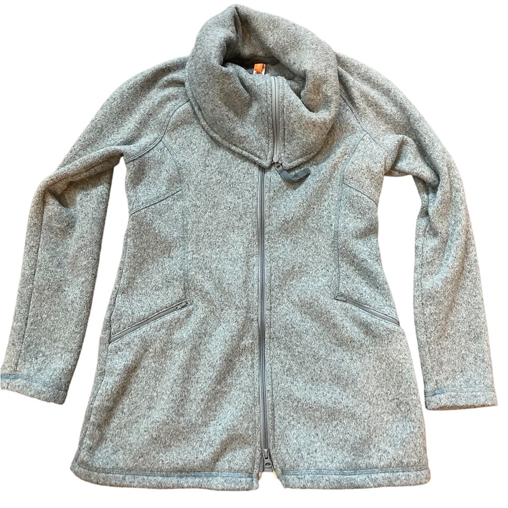 Lucy Heather Gray Zip-Up Funnel Neck Sweater Jacket